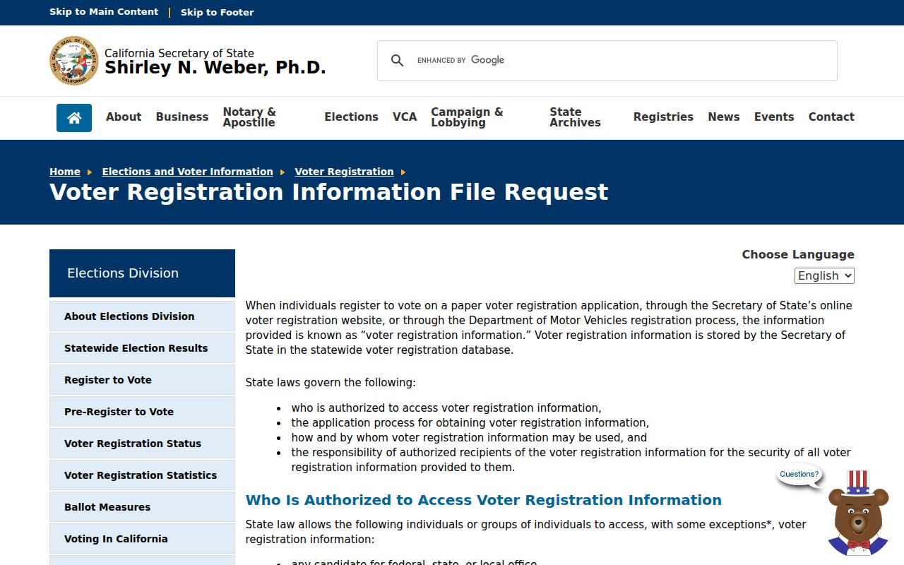 San Rafael neighbors California voter information request